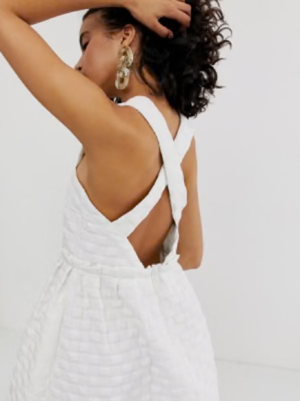 ASOS White woven square neck midi dress with a cross-over back - Picture 7 of 8